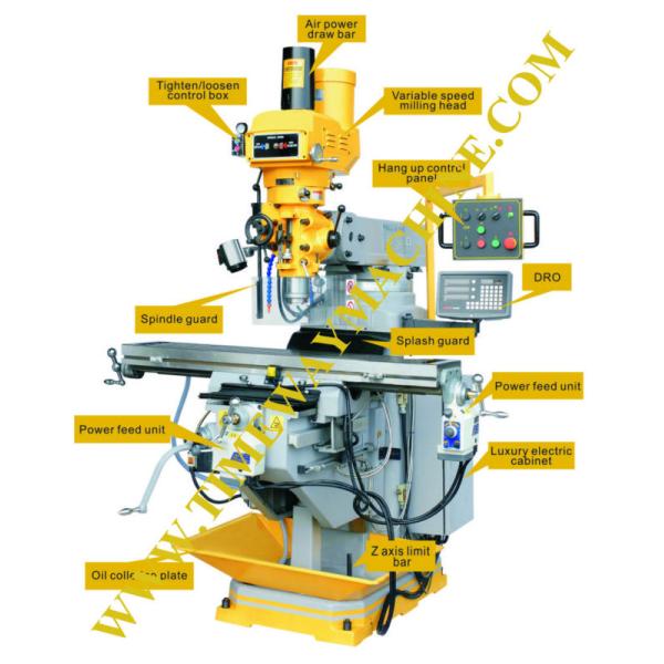 VERTICAL Turret Milling Machine M330A with R8 Spindle Taper and 330x1370 Table Size