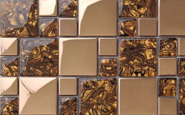 Gold Stainless Steel Kitchen Backsplash Mosaic Tiles For Kitchen Table Top