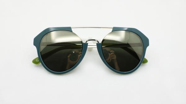Womens Mens Fashion Oversized Sunglass Vintage Cut-Out Flash Mirror Lens Handmade Acetate Eyeglasses with Double Bridge