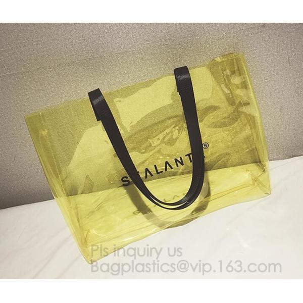 pvc transparent zipper bikini cosmetic bag, tote lady waterproof PVC swimming transparent beach bag, beach bag swimming