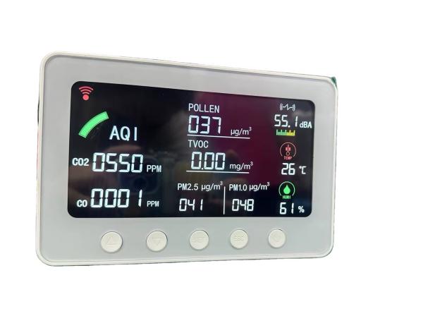 スマートWiFi IAQモニター 多パラメータ空気質モニター TVOC PM1.0/2.5 CO CO2対応 家庭、オフィス、屋内空間向け