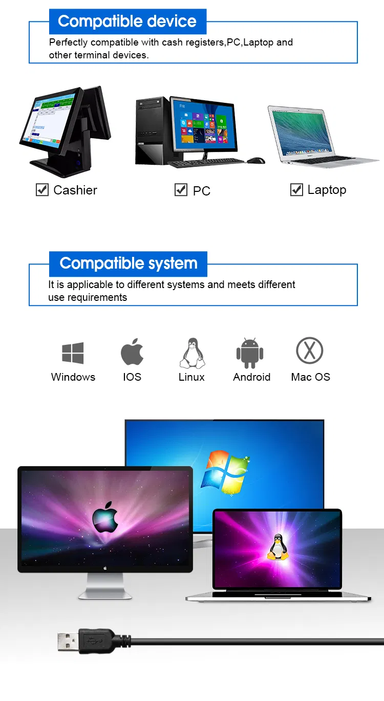 DYscan 1D Barcode Scanner USB 300 Scans/sec Handheld CMOS Reader