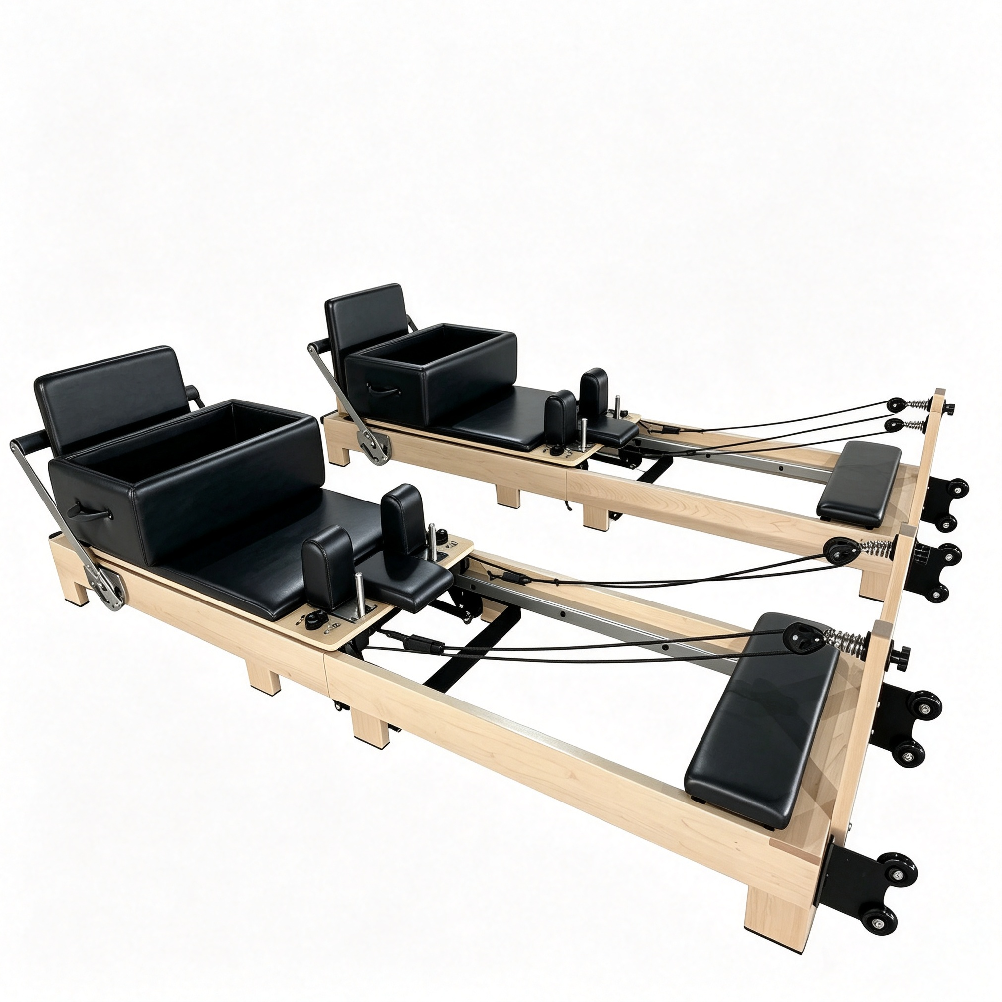 Silent Maple Wood Foldable Pilates Reformer Machine Space Saving ODM