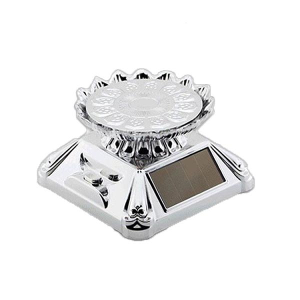 Customized Lotus Solar Powered Turntable Stand Gold / Silver Show Case 360 Degree