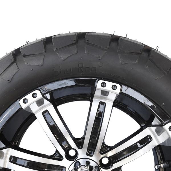 Golf Cart 14'' Aluminum Wheel and 22x10-14 All Terrain DOT Tire Combo - Machined/Glossy Black