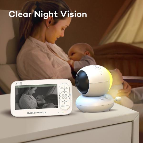5 Inch Wireless Baby Monitor with 2.4GHz FHSS and Night Vision