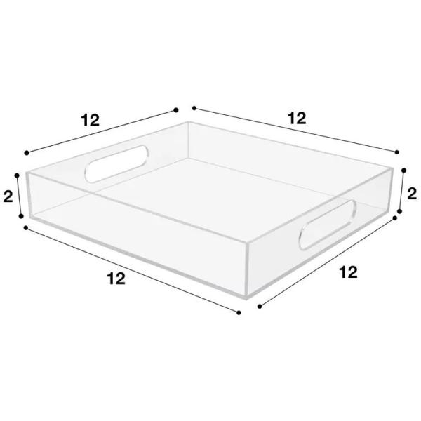 HOT SALE Acrylic Square Storage Tray Home Fruit and Snack Food Tray with Handles  Hotel Storage Container
