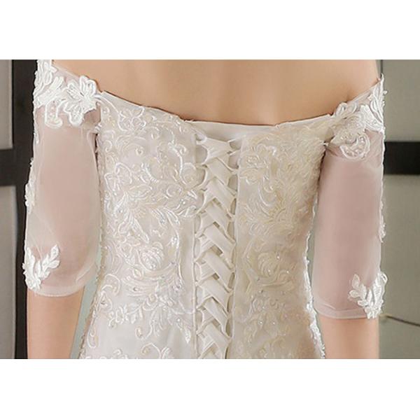 Half Sleeve Ivory Lace Mermaid Wedding Dress Beading Off Shoulder Back Bandage