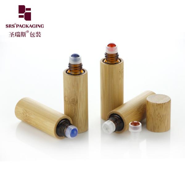 BG-5ML Massage Bamboo Glass Gemstone Roller Bottle For Aromatheropy Oil
