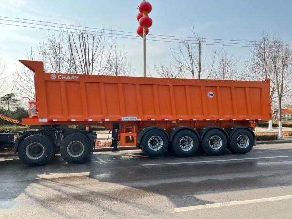 Durable Steel 4 Axles Rear Dump Semi-Trailer Wabco Brake System Customizable