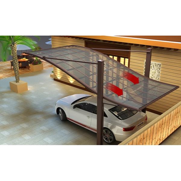 Polished Aluminium Car Parking Shed Resistant Polycarbonate Roof Modern Design