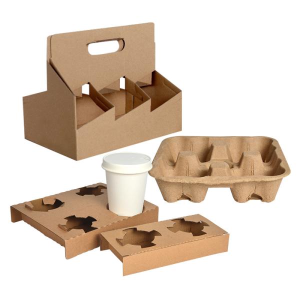 Coffee Holder Custom Paper Pulp 2/4 Cup Hot Drink Cup Carrier Tray Pulp Cup Holder
