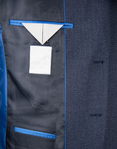 Single Breasted Mens Slim Fit Suit Blazer Breathable Navy T/R Fabric