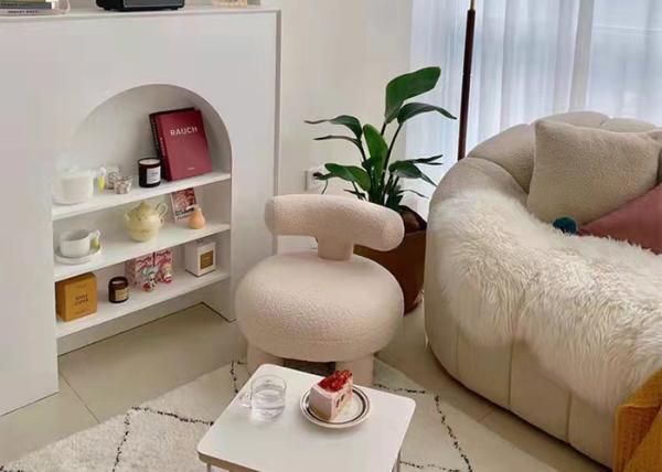 75cm Cute Lounge Chairs For Bedroom U Shaped Backrest Lamb Wool Sofa