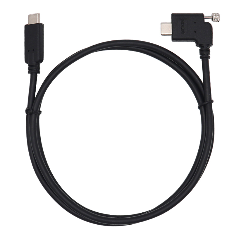 Customize USB2.0 Type-C Right/Left angle with screw lock type Male to Type-C Straight type Male PVC Jacket Cable with 3A Fast Charging