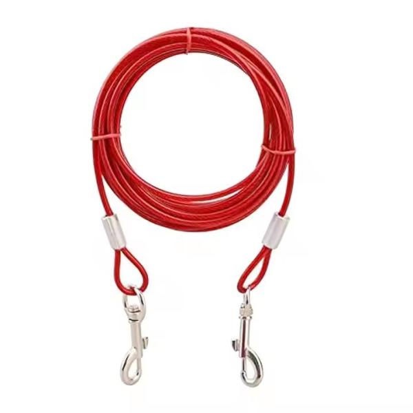 Laisse de câble d'attache avec revêtement métallique durable Câble en acier anti-morsure pour chien