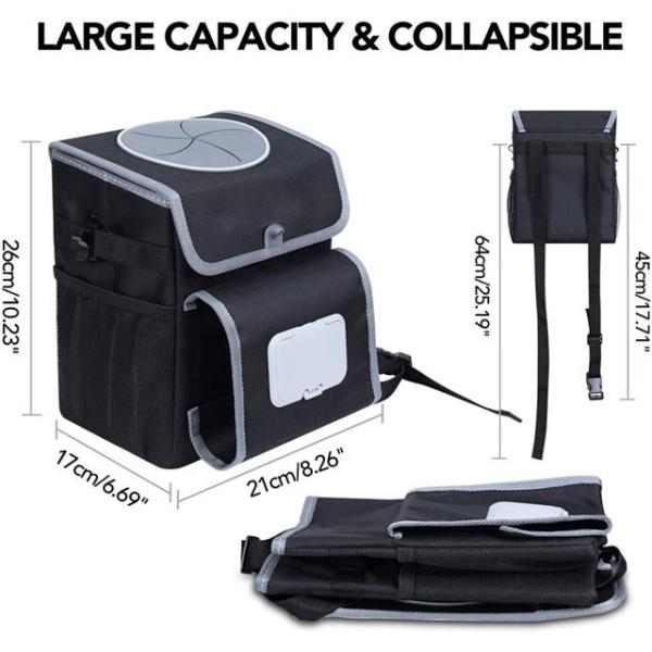 Custom Wholesale Portable Cheap Waterproof 100% Leak Proof Car Trash Can With Lid And Storage Pockets