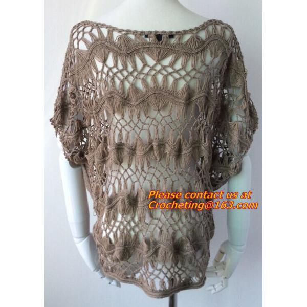 Hollow out belt sexy knitted crover up crochet beach dress robe femme sund, clothing