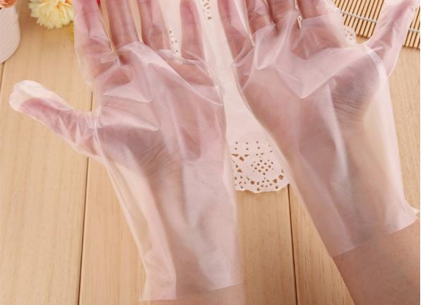 Practical high quality transparent disposable hdpe vinyl pe glove thickened disposable clear plastic gloves