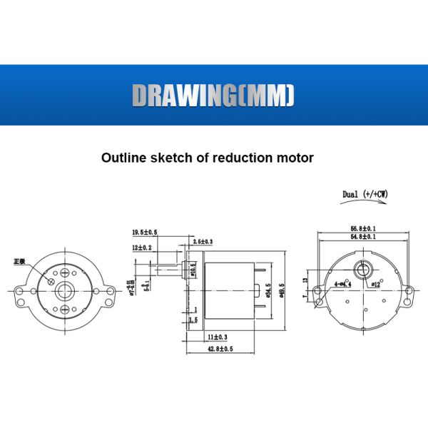 FT-65FGM3530 Flat Gear Motor 24V 12V High Torque Low Rpm DC Motor