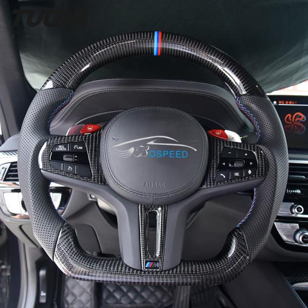 BMW G20 G30 G28 Black Perforated Leather Carbon Fiber Steering Wheel Customize