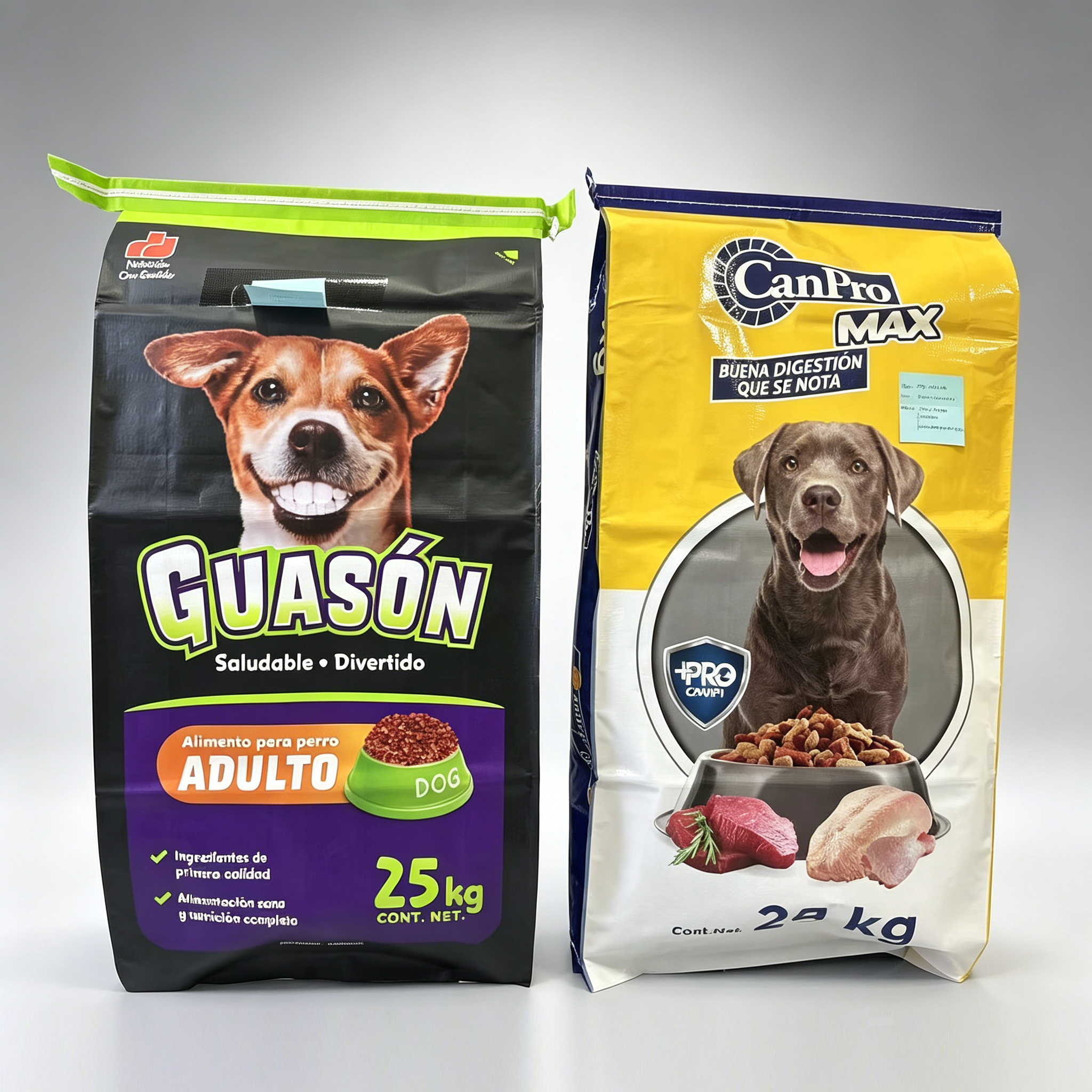 Custom Printed PP Woven Dog Food Bag With Easy Tear Strip | 25KG Heavy Duty Stand Up Sack For Adult Dry Dog Feed Bulk Packaging
