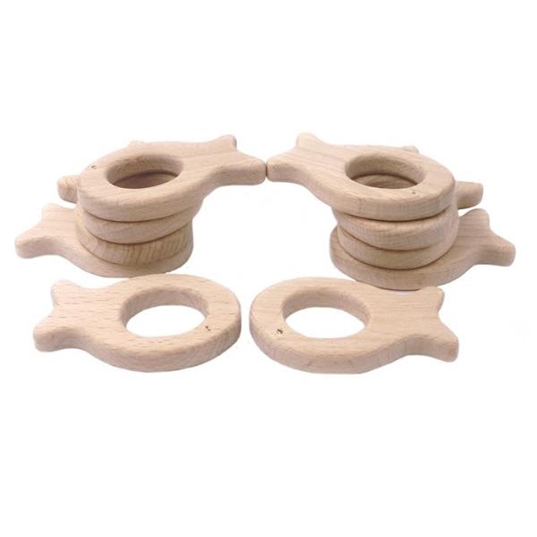 Beech Handmade 55mm Wooden Teething Toy Natural Wood Teethers Necklace