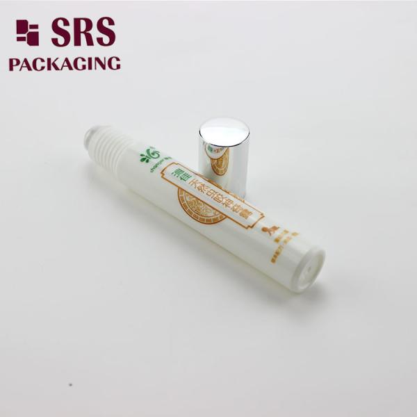 SRS empty cosmetic 15ml white plastic perfume roller ball bottle