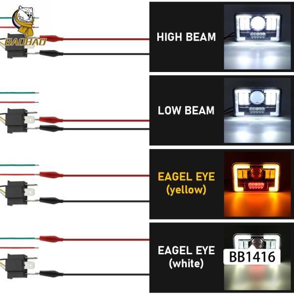 Plastic Aluminum 5 Inch Skull White Yellow Car LED Headlights Moto Spotlight