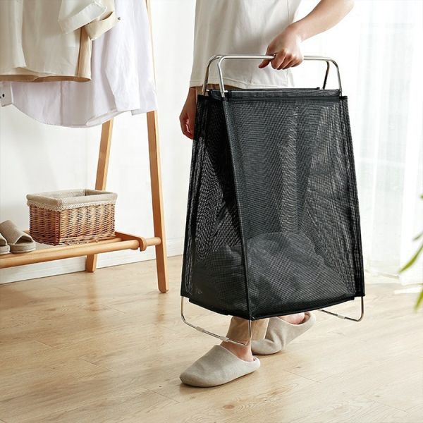 2022 Wholesale Large Nylon S304 Bathroom Kids Baby Foldable Collapsible Portable Fabric Dirty Laundry Basket with Handle
