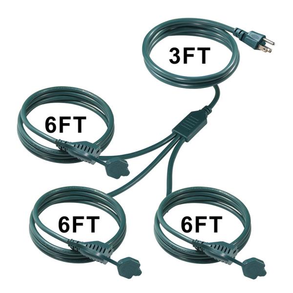 NEMA 5-15P から 5-15R 電源コード 3 切断口 1M USプラグ