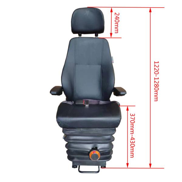 Custom Height Adjustable Mechanical Shock Absorption Tower Crane Driver Seat with 3 Gears Head Restraint Black
