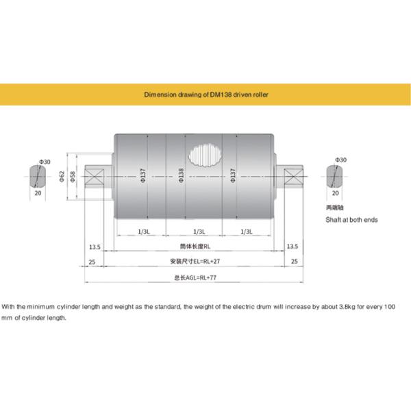 138 мм пищевой класс 304 нержавеющей стали ремень конвейер барабан мотор ролик для пищевой промышленности