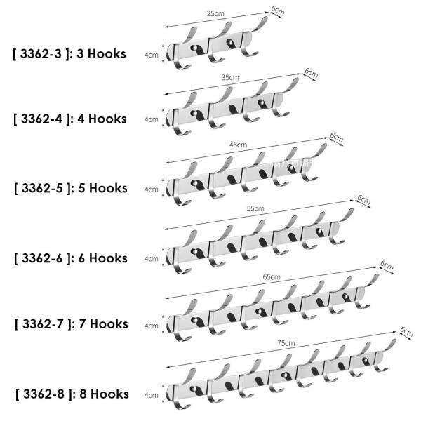 Wall Mount SS304 Stainless Steel Coat Rack With Polished Brushed Finish Waterproof