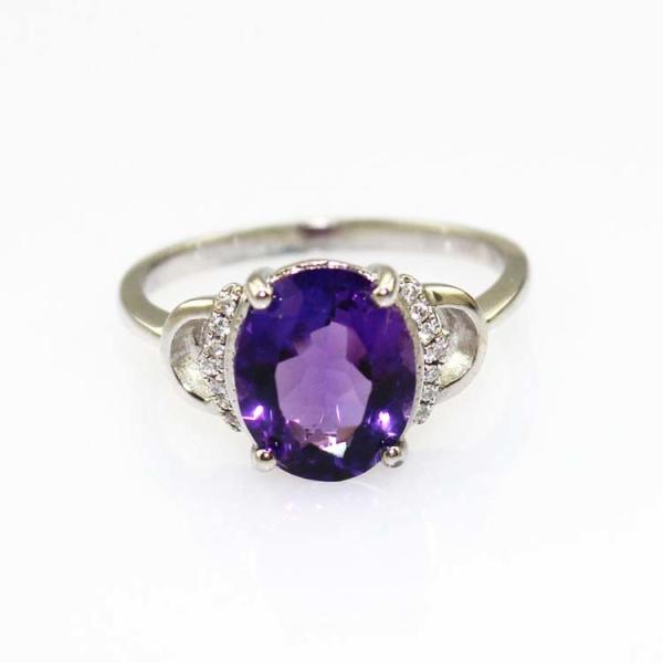 White Gold Plated Jewelry 925 Silver with Tanzanite Cubic Zircon Ring (R250)