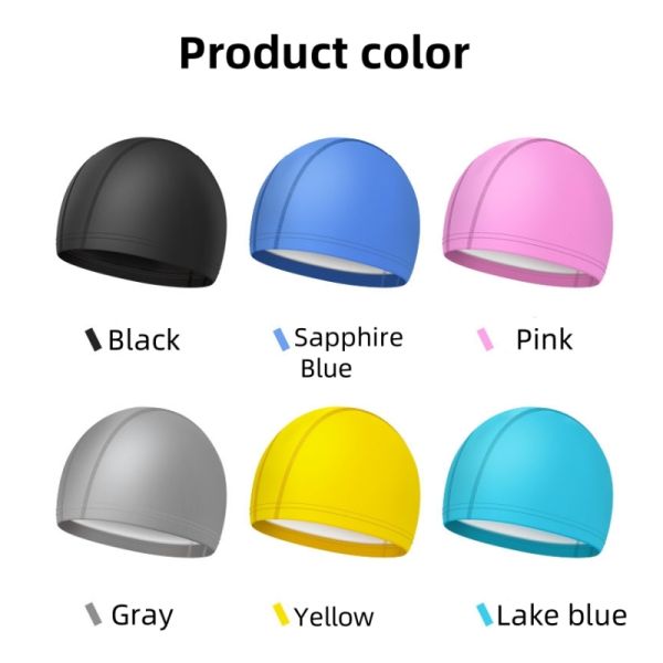 Color Fading Resistant Waterproof Swim Cap Soft for Adults 100% Elasticity