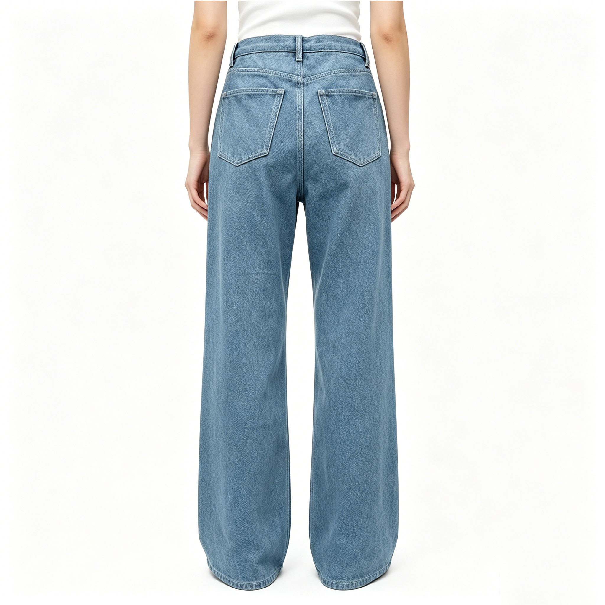 Vintage Wash Classic Wide Leg Jeans 5 Pocket Light Wash Loose Jeans Straight