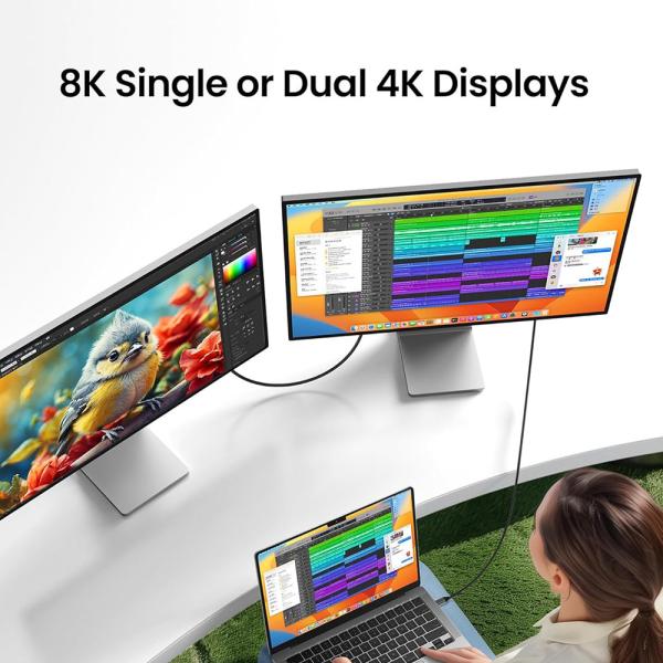 1m câble USB4 de type C 40Gbps Vitesse 8K 60Hz Sortie vidéo 240W PD Chargement Thunderbolt 4/3 Compatible