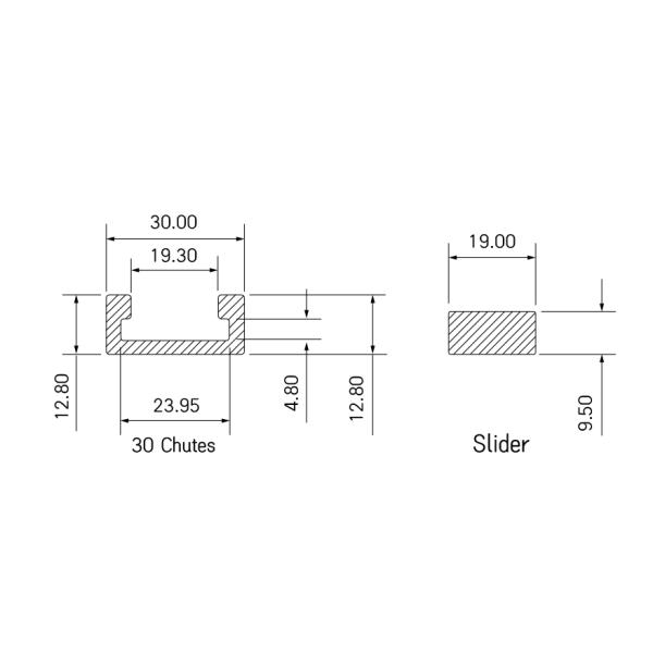 High Stability Aluminum Alloy Cut Profile T - Track Pre - Drilled 1220mm
