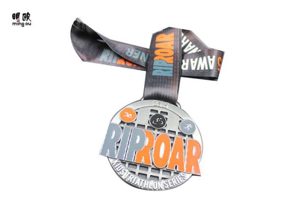 Rip Roar Soft Enamel Sport Custom Award Medals For Swimming / Running / Racing