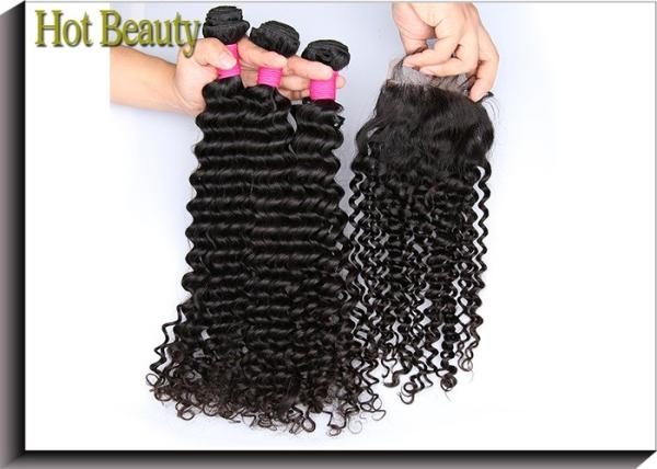 Hot Beauty Brazilian Vrigin Human Hair Extensions Deep Wave , Natural Black