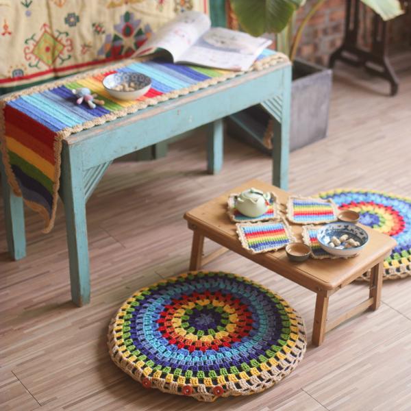 Y-F Earthy Cute Boho Color Crochet Floral Doilies Coasters Cup Drink Coasters Dinning Coffee Table Decor 2025