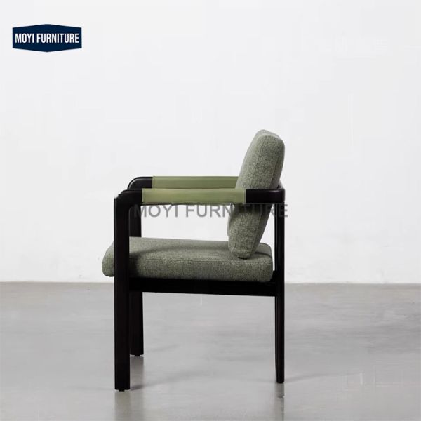 Modern Nordic Style Solid Wood Dining Chair with Armrests Comfortable Soft Cushion for Hotel Restaurant Outdoor or Indoor Use