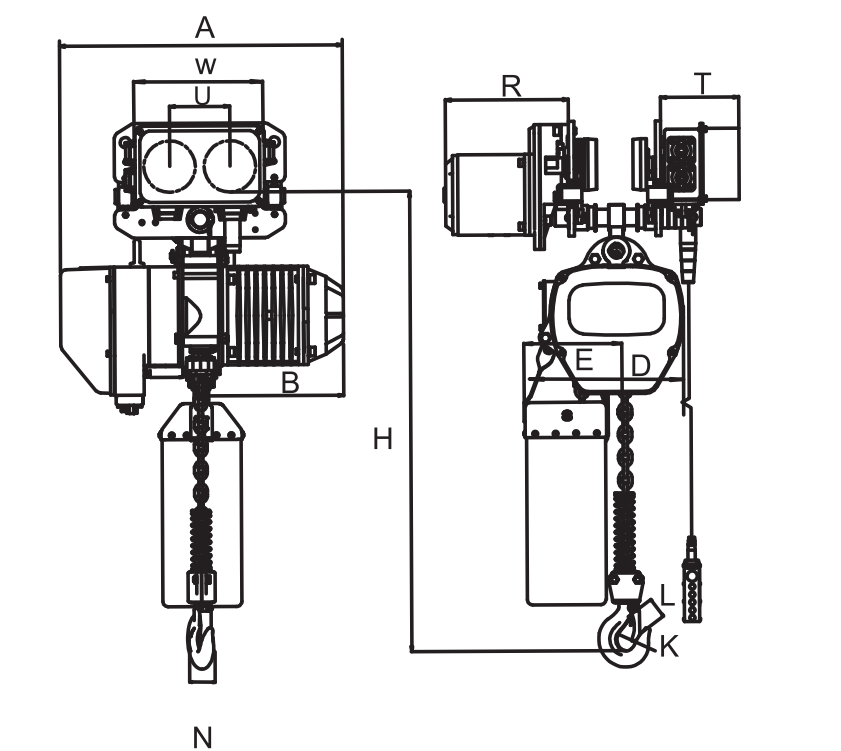 CE Certified Hook Suspension Type Electric Chain Hoist Lifting Capacity 3 Ton