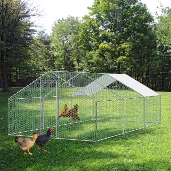 3x6x2m Chicken Run Walk in Chicken Cage Poultry Pet Coop for Rabbit Hen House Pen Metal Chicken Cage in Grey