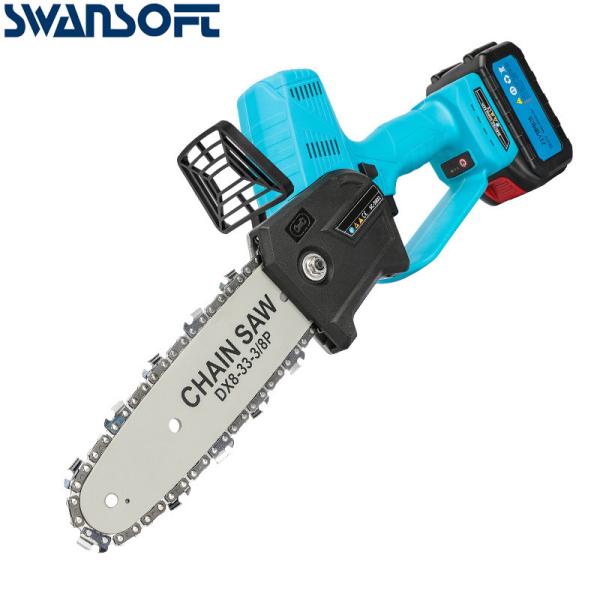 8 Inch Electric Saw Chainsaw 400W Rechargeable Brushless Motor Woodworking Cutter Garden Tool For Makita 21V Battery