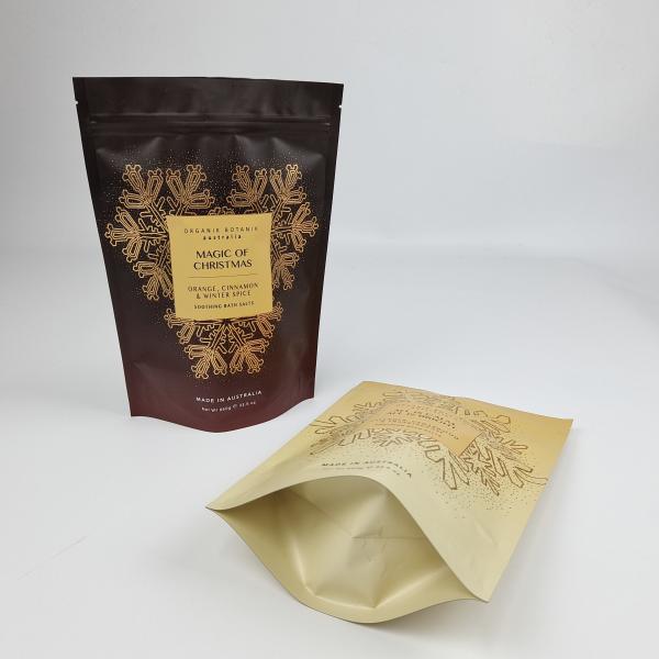 Soft Touch Stand Up Pouch Custom Printed Zipper Food Candy Body Scrub Packaging Plastic Bath Salt Pouch