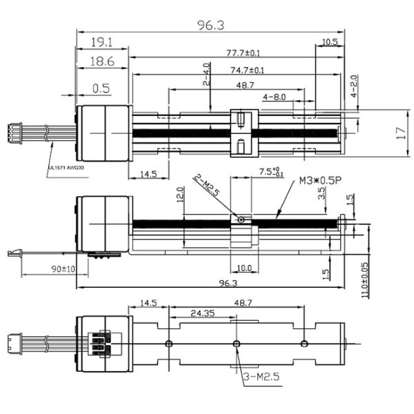 Heavy Duty 63mm Stroke Linear Actuator Stepper Motor With 1.5 KG Thrust