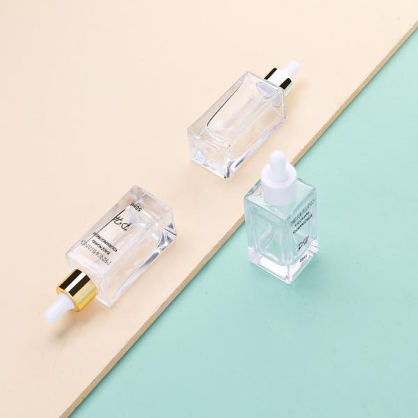 Оптовая косметическая упаковывая бутылка сыворотки бутылок квадрата капельницы заботы кожи 50ml стеклянная стеклянная