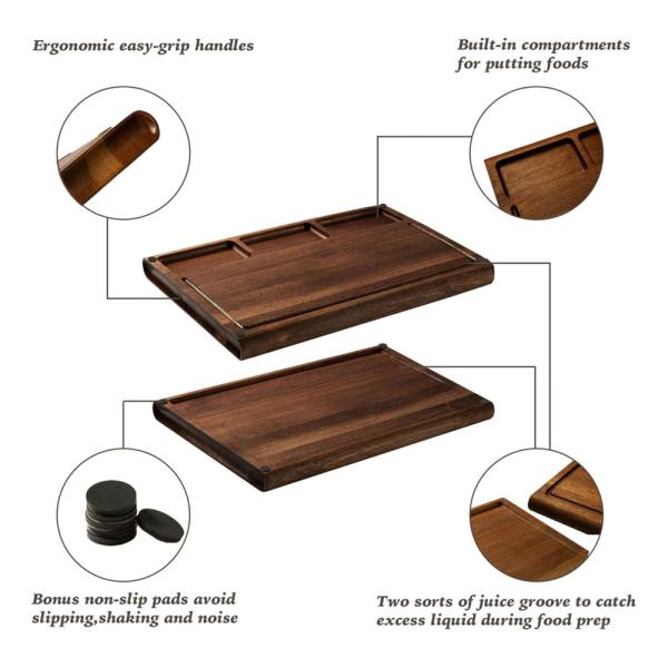 Wood Multipurpose Black Walnut Chopping Board Thick Kitchen With Juice Groove